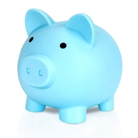 Piggy Bank for Kids, Cute Plastic Piggy Bank for Boys Girls with Bottom Rotating Lid, Money Bank Coin Bank Great Gift Keepsake for Kids Adults (Blue)