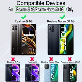 Ibywind Pack of 2 tempered glass protection for Realme 8i/Realme Narzo 50 4G 6.6 inches, with 1 metal camera protection, 1 piece back film, 9H hardness protective film, scratch-resistant and