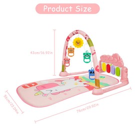 AOMIG Baby Play Mat, Baby Piano Gym with Music and Lights, Play Mat with Detachable Activity Toys, Early Development Activity Baby Play Mat Toy Gift for Babies