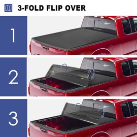 MOSTPLUS Tri-Fold Soft Truck Bed Tonneau Cover On Top Compatible with 2015-2022 Ford F150 F-150 Bed 3 Fold Styleside (5.5 FT Feet Bed)