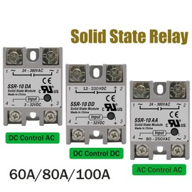 DAHSLNWKN SSR-60DA SSR-80DA SSR-100DA SSR-60AA SSR-60DD SSR 60A 80A 100A DD DA AA Solid State Relay Module for PID Temperature Control 1Pcs (Color : Dd, Size : SSR-80A)