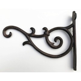 Spring life Cast Iron Ornate Hanging Flower Basket Bracket Hook in 3 Colours(24cm) (Brown)