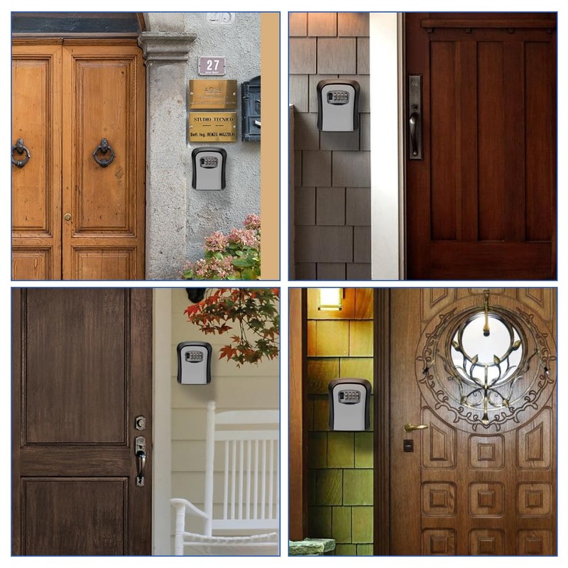 HIYAA Key Safe Wall Mounted, All-Metal 4 Digit Combination, Outdoor,
