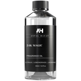 24K Magic Scent Diffuser Oil 500mL - Inspired by Luxury Hotel W Hotels - Notes of Zesty Citrus, Floral Jasmine, & Delicate Lily - Aromatherapy Home Fragrance - 24K Diffuser Oil - AH Diffuser Oils
