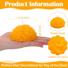 Conelist 4 Pcs Marigold Flower Candles for Mexican Day of The Dead Día De Los Muertos Altar Decorations Diwali Party Supplies Decorative Candle for Home Table