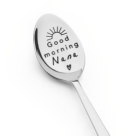 Nana Spoon Gifts from Grandkids Grandchildren, Good Morning Nana Spoons for Grandma Grandmother Mothers Day Birthday Gift for Nana Nanny Tea Coffee Engraved Spoon Coffee Lover Gift