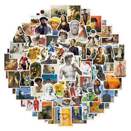 Retro Oil Painting Style Sticker Pack for Teens Adults|100 Pcs|Wateproof Vinyl Stickers Decals for Laptop Computer Waterbottle Hydroflasks Luggage Phone Cup,Aesthetic Decals Pack(Oil Painting-100pcs)