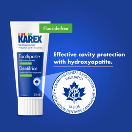 Kinder Karex Hydroxyapatite Kids Toddler Toothpaste 50 ml, Fluoride Free, Safe If Accidentally Swallowed (Pack of 1)