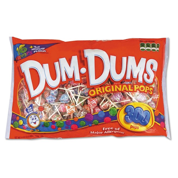 Dum-Dum-Pops, Assorted Flavors, Individually Wrapped, 300/Pack