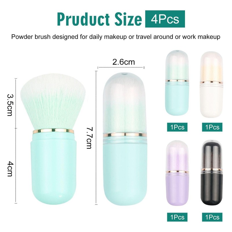 4 Pieces Retractable Makeup Brushes, Creative And Cute, With Dust