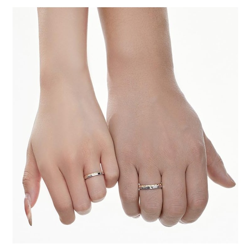 Nicoiro NSPR162 Pair Ring, Gold, Made by S925, Matching Couple,