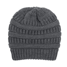 Hcimooy Winter Warm Knitted Hat Satin Silk Lined Cable Knit Beanie Chunky Slouchy Skull Cap for Womens (Gray)