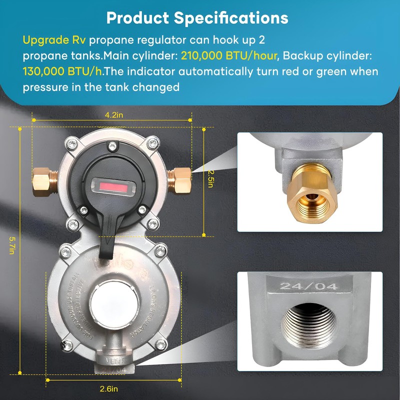 GHAKUTB RV Propane 2-Stage Auto Changeover Rv Propane Regulator with