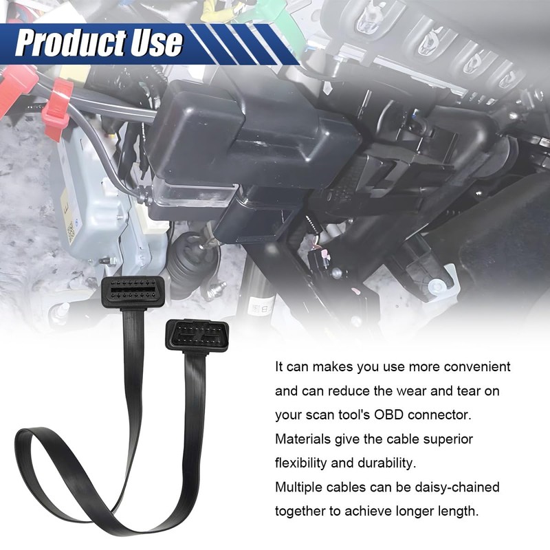 ZIMISI OBD2 Extension Cable, 16Pin Male to Female Flat Ribbon