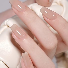 Gel Nails, Solid Color, Deep Nude, Transparent, UV/LED Compatible, For Beginners and Professionals, Varnish Type, Self Nail (Powdery A006, 0.5 fl oz (15 ml)