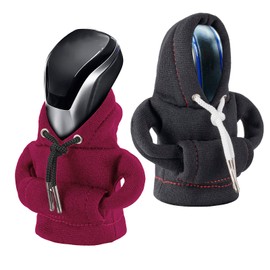 CORATED Gear Knob Hoodie, Car Gear Knob Cover, Small Hoodie for Gear Shift, Funny Hoodies Car Gear Lever Interior Decoration, Red & Black