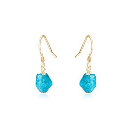 Apatite Raw Nugget Earrings in 14k Gold Fill