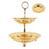 2 Tier Fruit Plate Metal Round Gold Plated Beautiful Cupcake