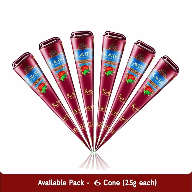 6 x Dark Brown Mehndi All Natural Body Art Organic