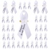 100 PCS White Ribbon Pins, Memorial Ribbons in Forever in