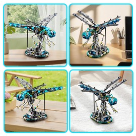 Mechanical Dragonfly Building Set for Adults, Multi-Jointed Movement with Ice Blue Accents, Insect Building Blocks Toy with Display Stand, Ideal Gift for Girls Boys Teens Age 12+（866 PCS)(Dragonfly)