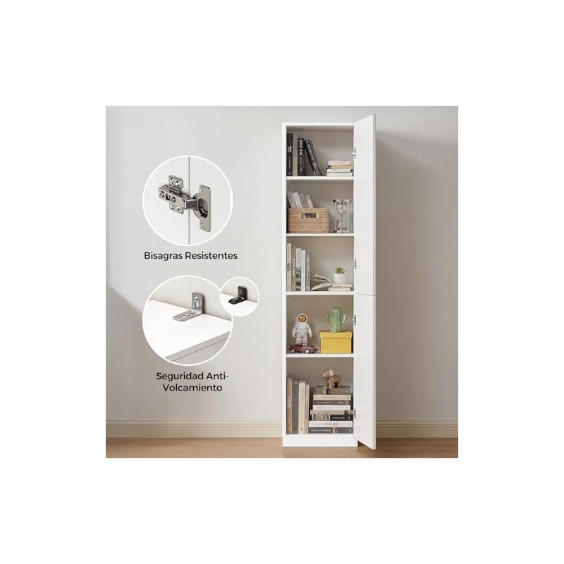 OSLIFE Librero Organizador con Puertas, Alacenas de Madera para Cocina