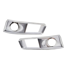 Aspaton Set of 2 Fog Light Bezel Cover Trim Bumper Insert Compatible with CTS 2008-2013 Front Left Driver & Right Passenger Silver Chrome Smooth Plastic GM1039112 GM1038112