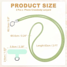 PATIKIL Phone Chain Crossbody Lanyard, 2Pcs Water Diamond Wrist Phone Bling Shoulder Strap with Tether Tab Universal Lanyard for Most Smartphones Bags Purses, Green