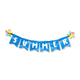 Roeda Brighten Your Life 14654m Summer Word Banner in Blue with Pinwheel Accent Magnet Made in USA