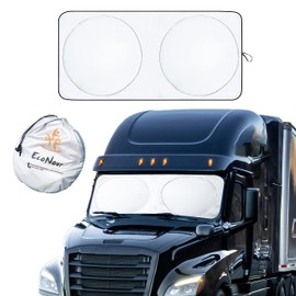 EcoNour Semi-Truck Sun Shade for Windshield (2 Ring) | 240T UV Protective Sunshade for Truck Windshield Maximum Coverage to Block UV/Sun Heat Rays