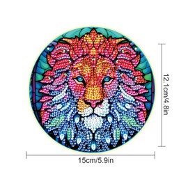 AiYuanzsh Diamond Art Painting Ornament 5D DIY Diamond Art Colorful Animal Lion Creative Design Handmade Acrylic Pendant Mosaic Making Kits by Number Kits Home Decoration Pendant Spot Drill