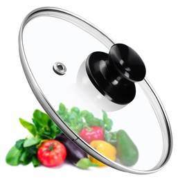 KADAX Pot Lid, Universal Glass Lid with Glossy Black Handle, Heat Resistant Lid in Various Sizes, Pan Lid, Glass Lid for Pot, Pan (18 cm)