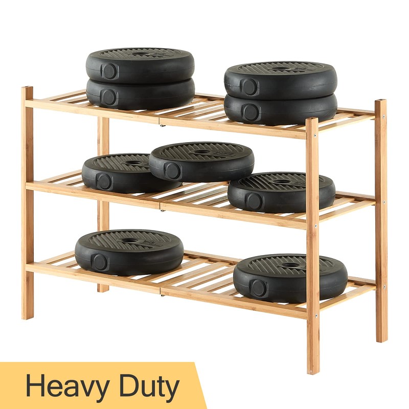 Furshus 4-Tier Bamboo Shoe Rack for Entryway, Stackable | Heavy