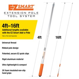 EZ Smart 21ft+ Extension Pole – Extendable Pole Reaches 1 to 16ft, Expandable with Add-a-Pole – Compact, Lightweight, and Durable – Fits Cleaning, Painting, Dusting & Fruit Picker Attachments