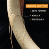 XUKEY Beige Leather DIY Car Steering Wheel Cover Breathable Non-slip