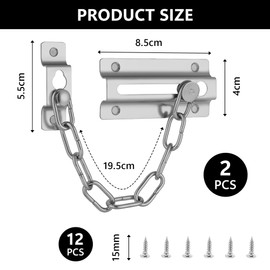 Flintronic Door Chain, Stainless Steel Security Chain, Door Chain Lock with Screws, Indoor Door Chain Front Door, Door Security Chain, Door Chain Lock Anti-Theft Protection for Hotel Family Interior
