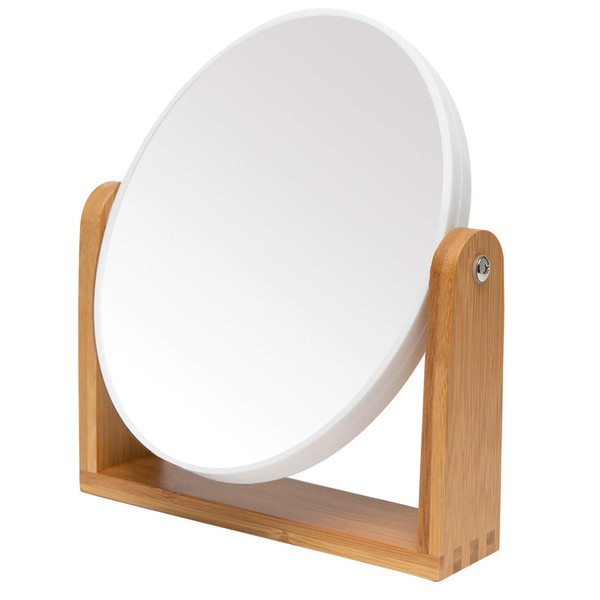 YEAKE Vanity Makeup Mirror with Natural Bamboo Stand,8 Inch 1X/3X Magnification Double Sided 360 Degree Swivel Magnifying Mirror,Portable Table Desk Countertop Mirror Bathroom Shaving Make Up Mirror