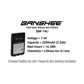 Banshee SBR-14, SBR-14Li Battery Yaesu FT-1DR, FT-2DR, FT-3D, FT-8DR, VX-8DR, VX-8GR