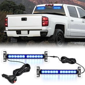 Nilight 24LED Emergency Strobe Traffic Advisor Light Bar 2 in 1 Blue Dash Warning Safety Flashing Lights Front/Rear Windshield Construction Lights for Trucks Cars Plow Police Firefighter Vehicles
