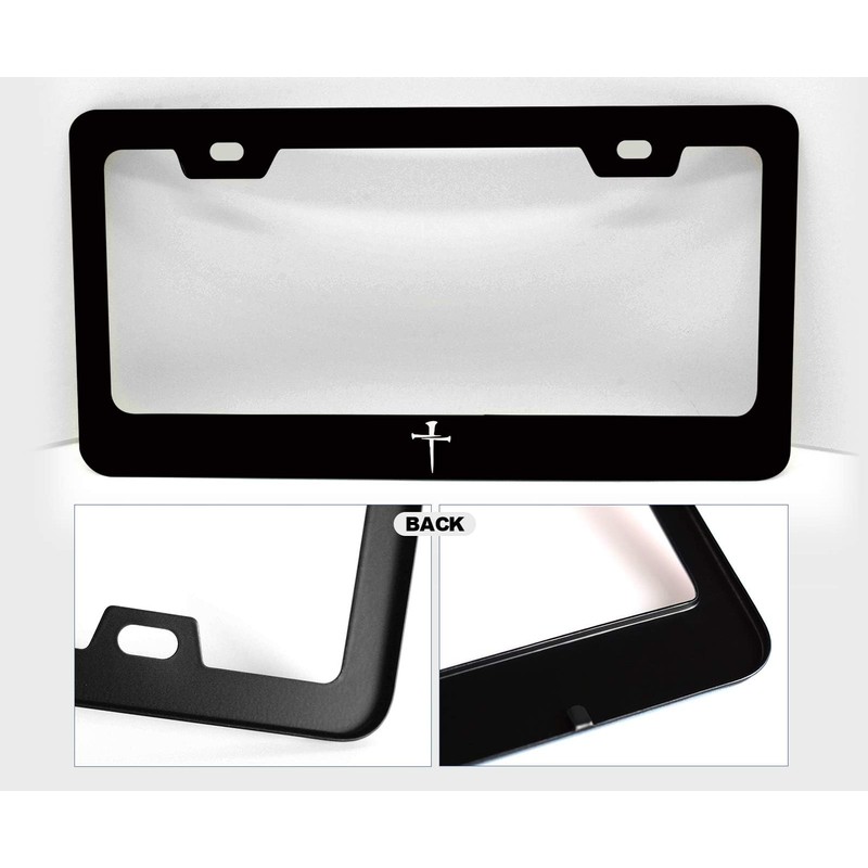 1pcs Black Cross of Nails Pattern License Plate Frames -