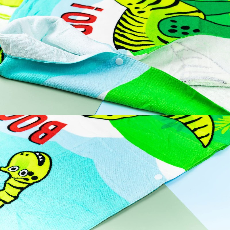 QILZO Kids Dinosaur Hooded Towel 60x60cm Beach Pool Towel Poncho