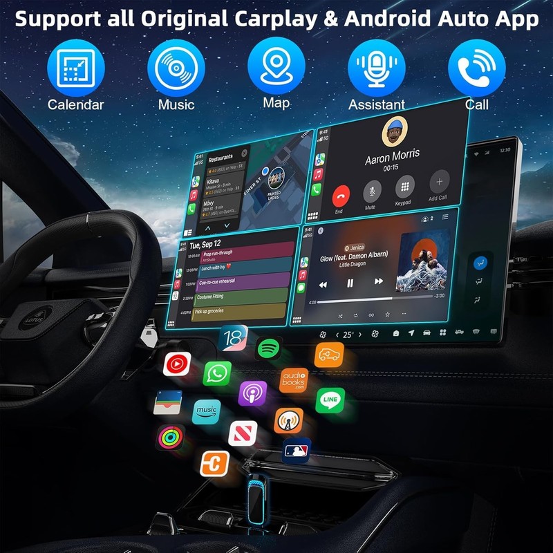 Quanlex Wireless Carplay Adapter and Android Auto Wireless Adapter,2024 Newest