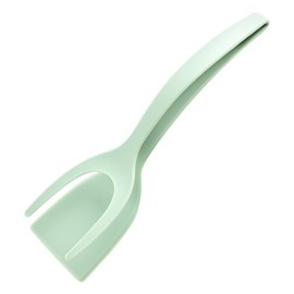 2 in 1 Grip and Flip Spatula Tongs, Flexible Nonstick Nylon Egg Flipper Fish Spatula Pancake Spatula French Toast Omelet Making Tool for Kitchen Cooking Baking (Green)