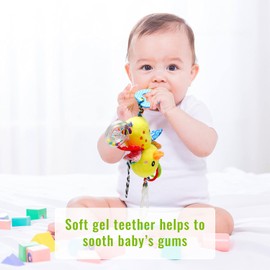 Funsland Baby Stroller Car Seat Toys for Infant with Teether Hanging Rattle, Clip on Stroller, Soft Plush Baby Toys for Boys and Girls 3-12 Months