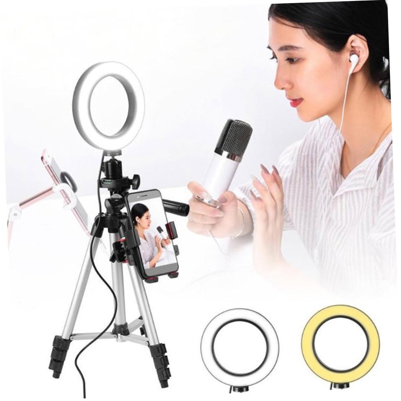jojofuny Dimmable Tripod Stand Phone Holder for Live Streaming Video