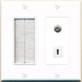 RiteAV COAX USBC with Brush Wall Plate [White]