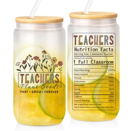 Teacher Appreciation Gifts - Back To School, Birthday Retirement Gift, Inspirational Gift For Women, Thank You Encouragement Gifts For Teachers Women Friends Coworkers - 16 oz Frosted Can Glass
