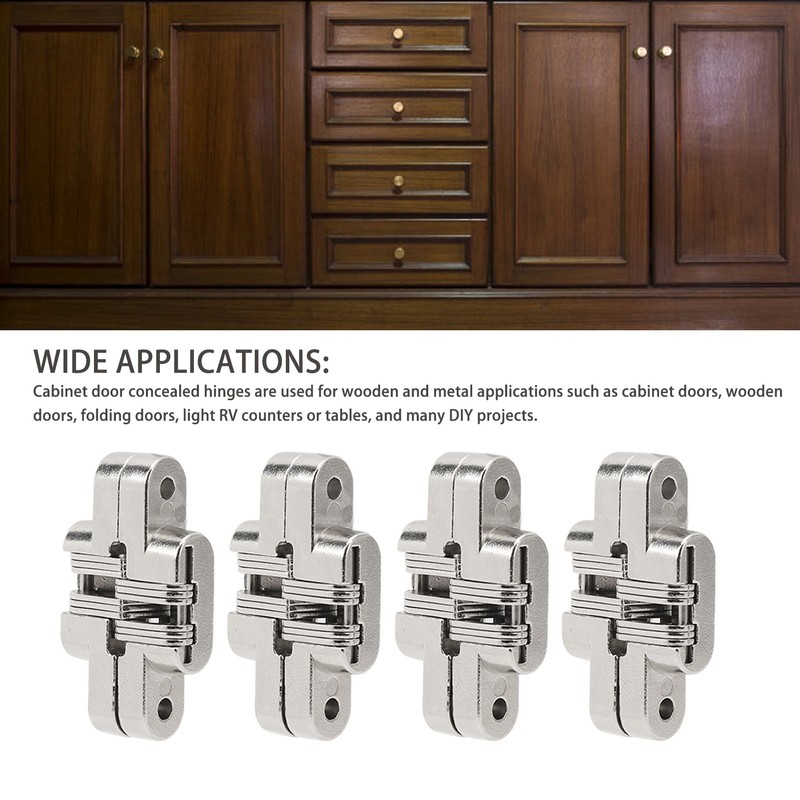 4Pcs Mini Zinc Alloy Cross Hidden Hinge 180 Degree Swing