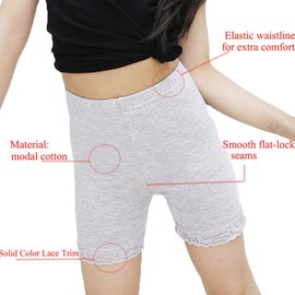 Bossail 3-12 Years Girls Solid Color Lace Trim Boyshort Underwear Safety Dress Panties Multipack (Style1, 3-4 Years)