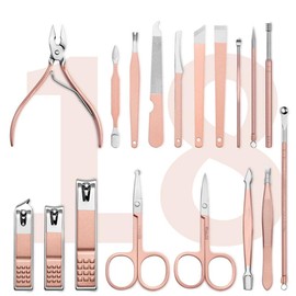 18 Piece Nail Clippers Set, Foot Treatment Set and Beauty Set, Stainless Steel Nail Care Tool, Portable Beauty Set, Gift for Women, Family, Friends, and Wife